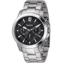 Fossil Men's Stainless Steel Bracelet Black Dial Chronograph Watch (FS4532)