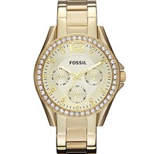 Fossil Riley Goldtone Glitz Multifunction Watch