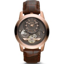 Fossil Twist Brown Croc Leather Mens Watch ME1114