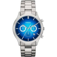 Fossil Unisex FS4674 Silver Stainless-Steel Quartz Watch with Blu ...