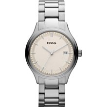 Fossil Women's Archival ES3160 Silver Stainless-Steel Analog Quartz Watch with Beige Dial
