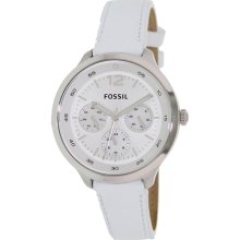 Fossil Women's Georgia ES3249 White Leather Analog Quartz Watch with Mother-Of-Pearl Dial