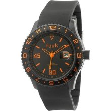 French Connection Men's Quartz Watch With Black Dial Analogue Display And Black Silicone Strap Fc1094oo