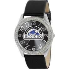 Game Time Black Mlb-Gli-Col Women'S Mlb-Gli-Col Glitz Classic Analog Colorado Rockies Watch