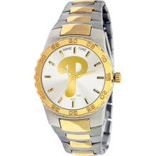 Game Time Watch, Mens Philadelphia Phillies Two-Tone Stainless Steel B