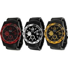 Geneva Mens Chronograph Watch with Decorative Bezel Black/Yellow