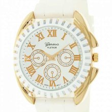Geneva Platinum Men's 2135.RoseGold.White White Silicone Quartz Watch with White Dial