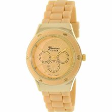 Geneva Platinum Women's 2278.Gold.Tan Beige Silicone Quartz Watch with Beige Dial