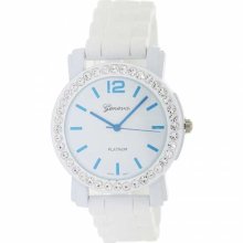 Geneva Platinum Women's 2767.White.Turquoise White Silicone Quartz Watch with White Dial