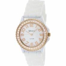 Geneva Platinum Women's 6886.White.RoseGold White Rubber Quartz Watch with White Dial