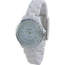 Geneva Platinum Women's 6955.WHT White Plastic Quartz Watch with