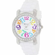 Geneva Platinum Women's 7871.Silver.White White Silicone Quartz Watch with White Dial