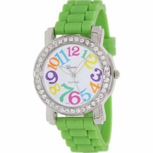 Geneva Platinum Women's 7871.Silver.NeonGreen Green Silicone Automatic Watch with White Dial