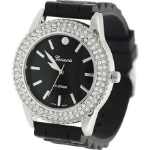 Geneva Womens Platinum Rhinestone Watch