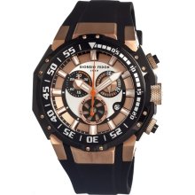 Giorgio Fedon 1919 Mens Deep Sea Timer Chronograph Stainless Watch - Black Rubber Strap - Rose Gold Dial - GIOGFAL003