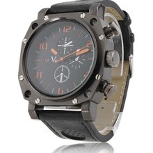 Gladiator - Men's Sport Quartz PC Wrist Watch with Black PU Leather Band