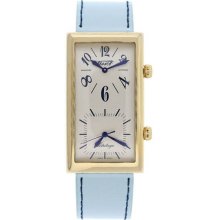 Gold Tone Heritage Dual Time Blue Strap Cream Dial