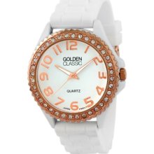 Golden Classic Women's Glam Jelly Watch in Rose Gold White