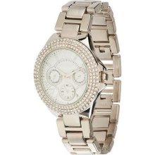 Gossip Multi-Function Crystal Bezel Bracelet Watch - Silvertone - One Size