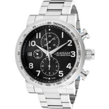 Graham Watches Men's Silvertone Vintage Chronograph Black Dial Stainle