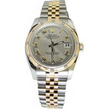 Gray roman dial date just watch pearlmaster diamond bezel rolex datejust