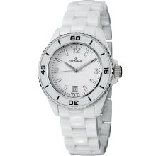 Grovana Men's White Dial White Ceramic Bracelet Quartz Watch
