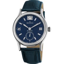 Grovana Watches Grovana Mens Big Date Blue Leather Strap Quartz Watch