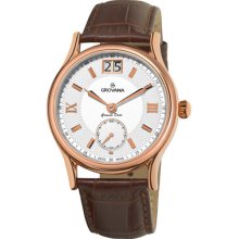 Grovana Watches Grovana Mens Big Date Brown Leather Strap Watch Big Da