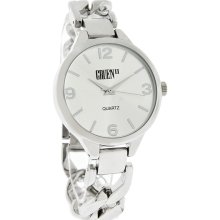Gruen II Quartz Mens 40mm Silver Tone Cuban Link Bracelet Dress Watch GRT561