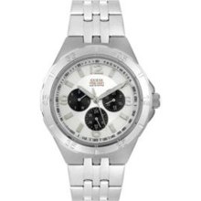 Guess Men's U95014G1 Silver Stainless-Steel Analog Quartz Watch with Silver Dial