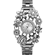 GUESS Silver-Tone Crystal Bouquet Watch