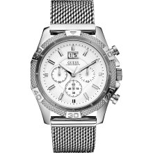 Guess U21502G1 White Dial Stainless Steel Chronograph Men's Watch