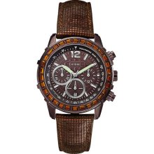Guess Watch, Women's Chronograph Bronze Tone Textured Leather Strap U0017l4