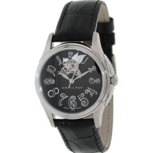 Hamilton Women's Jazzmaster H32395733 Black Leather Swiss Automatic Watch with Black Dial