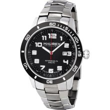 Haurex Italy Premiere Black Dial Stainless Steel Mens Watch 7A355UNN