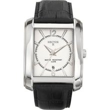 Hector H France Men's Classic Black Leather Date Watch