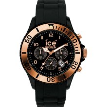 ICE Watch Chronograph Silicone Strap Watch Black/ Rose Gold