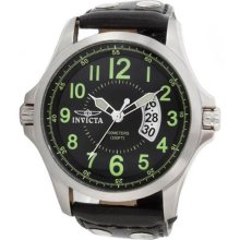 Invicta 0789 Black Dial Leather Strap Watch