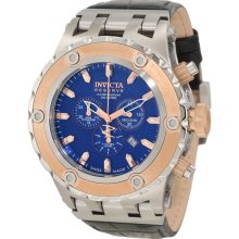 Invicta 10081 Men's Subaqua Reserve Blue Dial Rose Gold Tone Bezel Lea