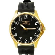 Invicta 11398 Men's Specialty Swiss Gold Plated Black Dial Rubber Stra