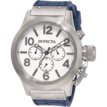 Invicta 1141 Men's Corduba Elegant White Dial Blue Rubber Band Chronograph Watch