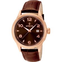 Invicta 12199 Vintage Stainless Steel Case Leather Bracelet Brown ...