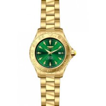Invicta 80258 Men $595 Pro Diver Green Dial Automatic 3h Gold Band Ss Watch