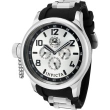 Invicta Men's 1800 Russian Diver Silver Dial Black Polyurethane Watch