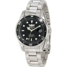 Invicta Men's 8932 Pro Diver Silver-tone Black Mid Size Dial 37mm Date Watch