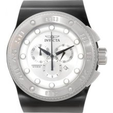 Invicta Men's Akula Chronograph Stainless Steel Case Rubber Bracelet White Tone Dial Date Display 12296