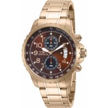 Invicta Men's Chronograph Rose Gold Tone Stainless Steel Case and Bracelet Quartz Brown Tone Dial 13786