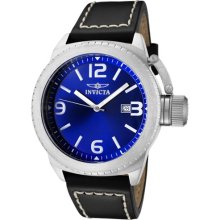 Invicta Men's 'Corduba' Blue Dial Black Leather Watch ...