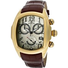 Invicta Men's Lupah Chronograph Gold Tone Stainless Steel Case Leather Bracelet Champagne Tone Dial Date Display 13003