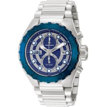 Invicta Men's Pro Diver Chronograph Stainless Steel Case and Bracelet Blue and Silver tone Dial 13094